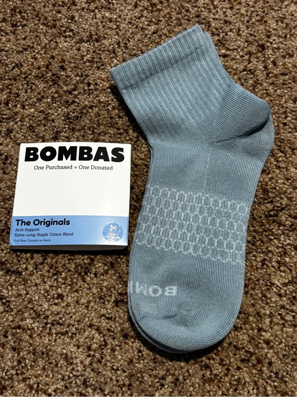 NWT Bombas Quarter Sock - Dusty Blue Medium